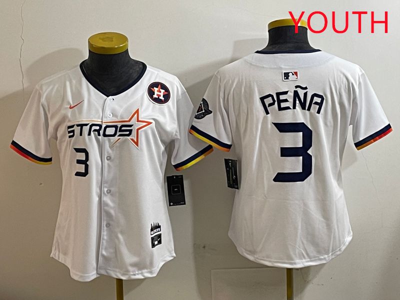 Youth Houston Astros #3 Pena White three generations Joint Name Nike 2025 MLB Jersey style 6